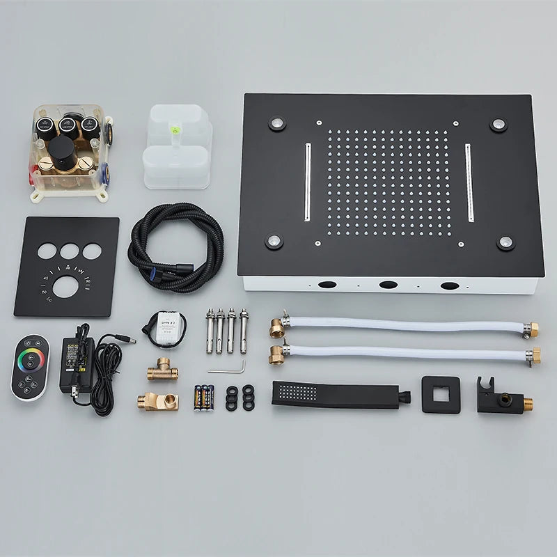 14x20 Inch LED Thermostatic Shower System With Hand Shower