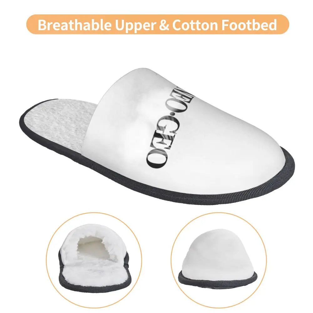 Neo Geo Logo Printed Warm Furry Slippers Gamer Style