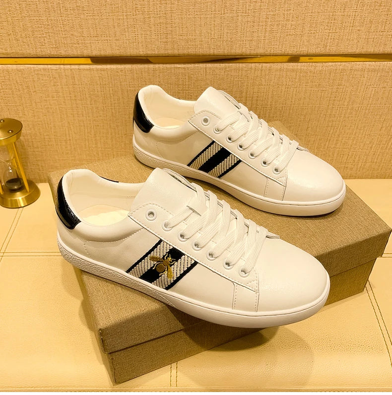 High-end Fashion Men's Embroidered Leather Shoes Sneaker