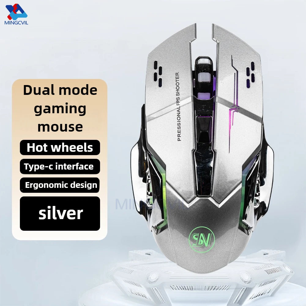 MINGCVIL Wireless Rechargeable Gaming Mouse with Color Changing LED Light