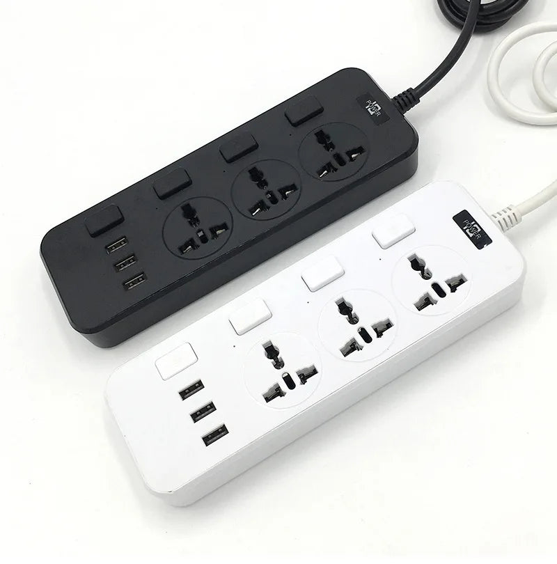 US UK EU Multi-function Power Plug-in Board 2m Extension Cable with USB Power Strip Household High-power Multi-plug Socket
