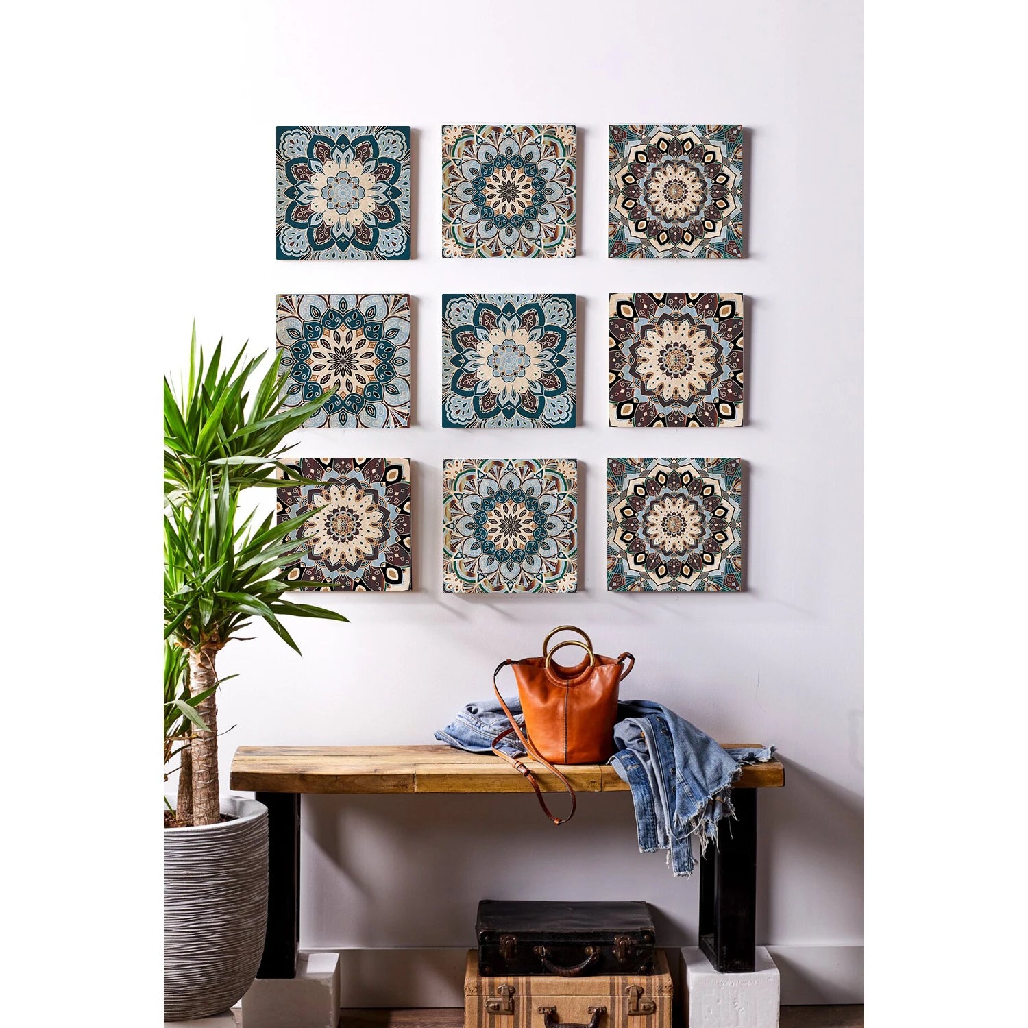 24Pcs European retro style Art Tile Wall Stickers With Self Adhesive Removable Bathroom Kitchen Waterproof Pvc Decal Wallpaper