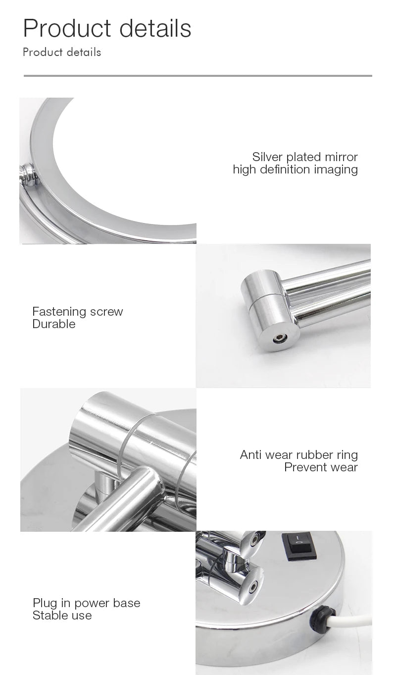 High-end Gold-Plated LED Folding Makeup Mirror