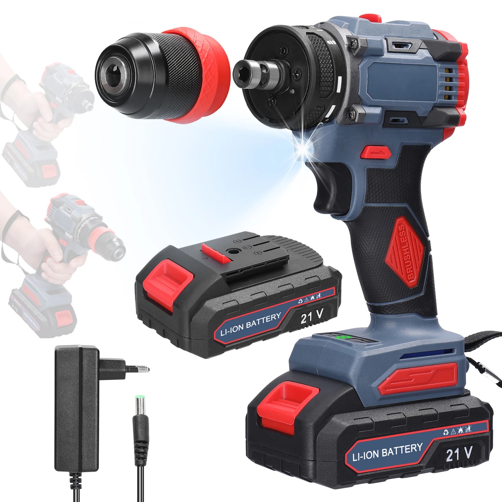 21V 2in1 Electric Drill Rechargeable Screwdriver 55Nm Torque Brushless Screwdriver Practical Screw Driver Repairing Power Tool
