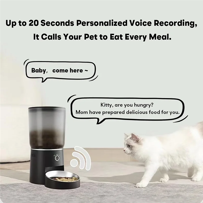 AA81-APP Control Automatic Pet Feeder,4.2L 2.4G Wifi Enabled Pet Feeder,Dual Bowl Automatic Pet Food Dispenser For Cats&amp;Dog