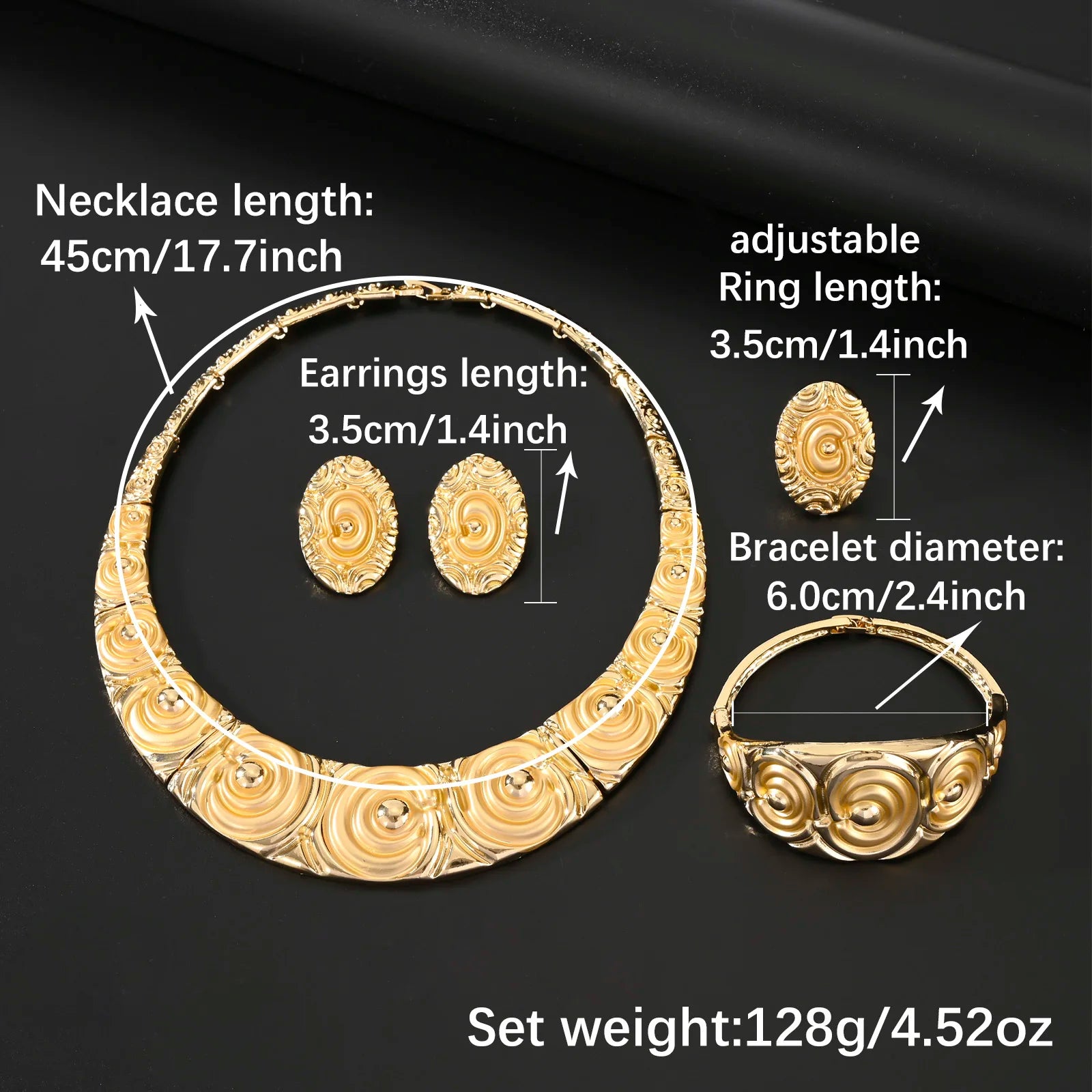 18K Gold Plated Dubai Jewelry Set - Elegant Party Wear