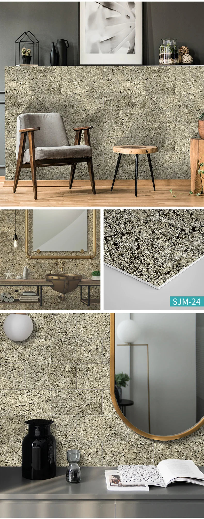 Waterproof Wall Panels - Removable Industrial Foam Decals, Moisture-Proof Matte PVC for Cafe Wall &amp; Commercial Space Decor