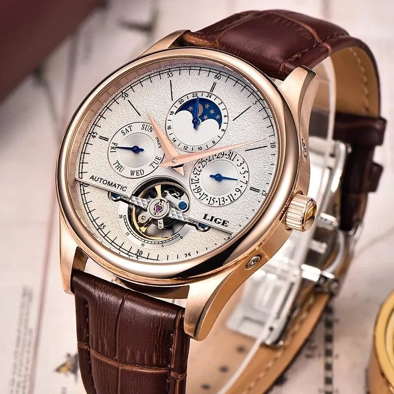Đồng Hồ Nam LIGE Tourbillon Tự Động Chính Hãng