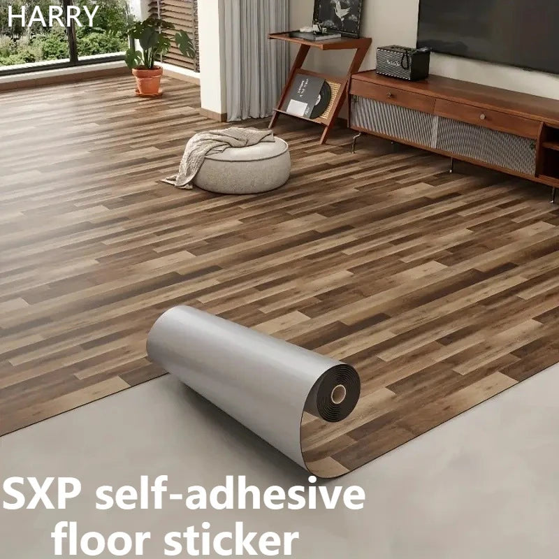 Thickened Wood Grain PVC Self-Adhesive Stickers Waterproof Floor Wall Decals for Indoor Home Decor Easy Peel  Stick