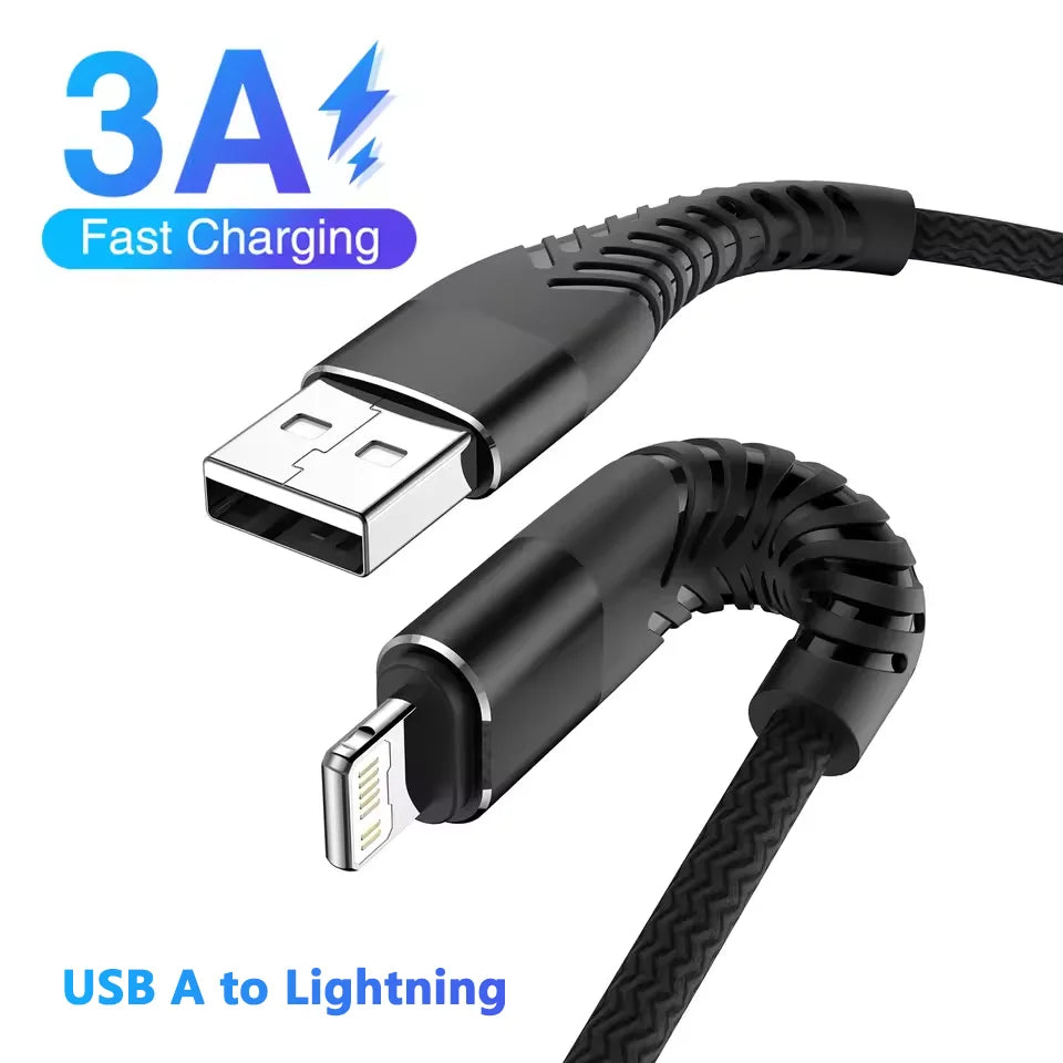 3A USB Fast Charging Cable For iPhone/iPad Multi-Length