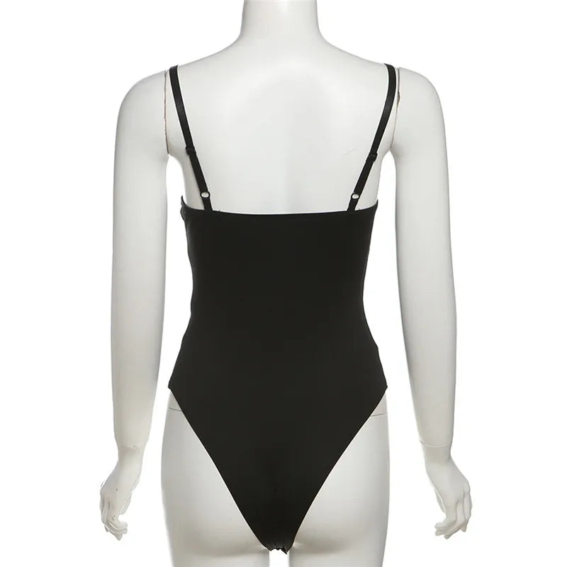 SylCue Sexy Fashion Bodysuits Women Wrapped Chest Backless Sleeveless Shaped Waist Skinny Stretch Street Wild Style Solid Tops