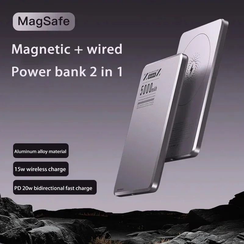 OnePlus Ultra-thin magnetic Power Bank 5000 mAh Wireless Metal MagSafe PD 20W Large Capacity Fast Charging Portable Power Bank - Daisan Mart