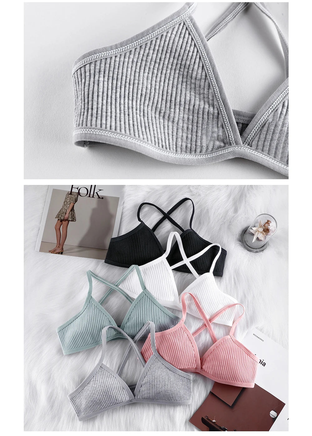 BANNIROU 1Pcs Wire Free Cotton Bra For Woman Thin Soft Female Bras Bralette Underwear Women's Lingerie