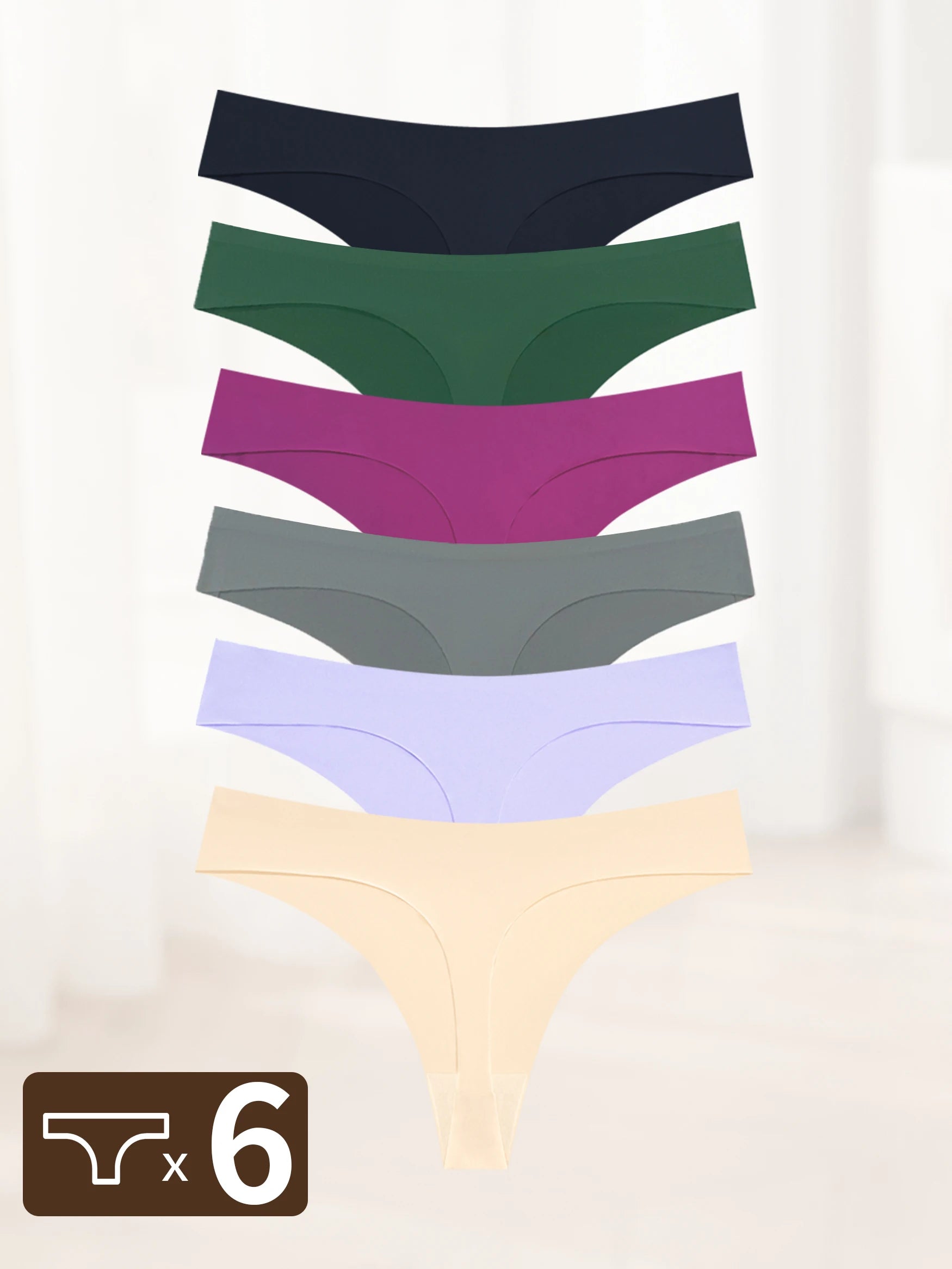 Bộ 6 Quần Lót Nữ Không Đường May Lưng Thấp Co Giãn