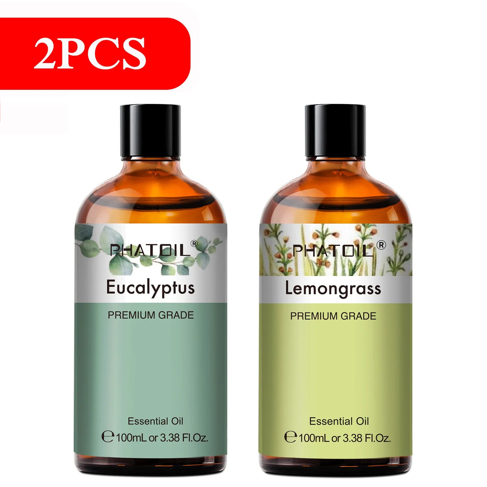 PHATOIL 100ML Eucalyptus Rose Essential Oils Lavender Indian Sandalwood Bergamot Cinnamon Lemongrass Essential Oils For Skin - Daisan Mart