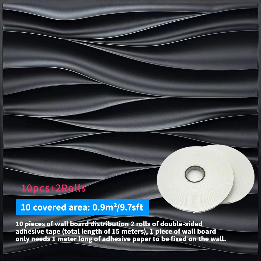 3D Wave Wall Panels 30x30cm Living Room Decoration