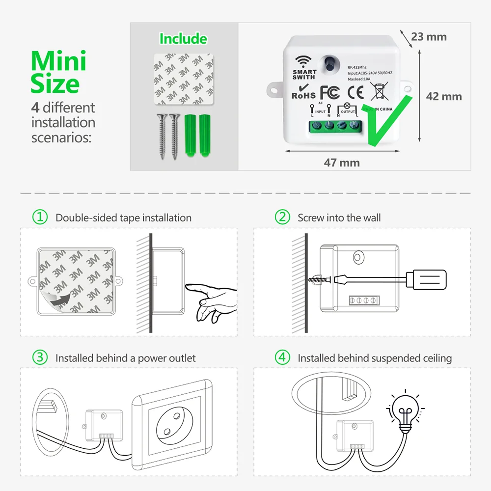 Smart Switch RF 4in1 Remote Control 433MHz