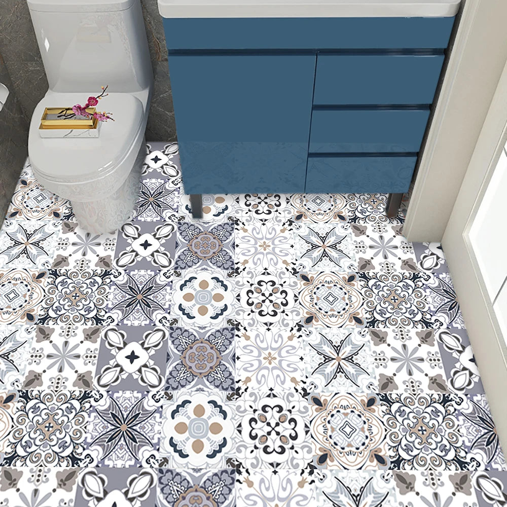 10 Pieces PVC Blue Gray Brick Wall Stickers