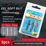 Afishlure Pesca Eel Soft Fishing Lure Glow Soft Bait with Hook Sea Fishing Tackle Raglou Fishing Lure 3pcs 55mm