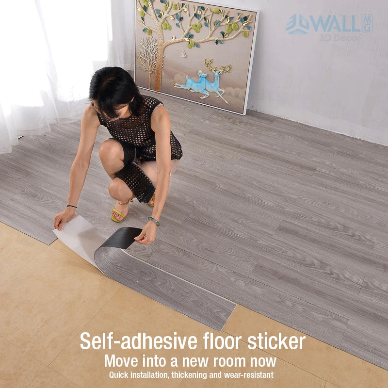 91x15cm 3D Self-adhesive floor sticker Thicken Wood Grain Floor Wallpaper 3d Wall Sticker Waterproof room wear-resistant sticker