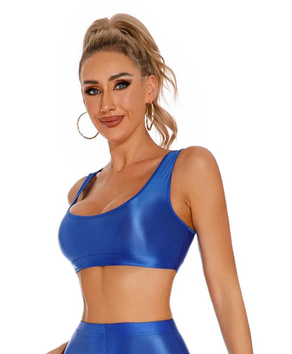 Women's Sexy Crop Top Bodycon Sports U-Neck