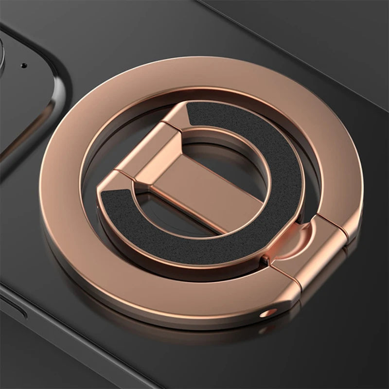 Phone Luxurious Electroplating Double-sided Magnetic Holder for iPhone 16 15 Gym Metal Rotatable Finger Ring Strong Magnet Stand - Daisan Mart