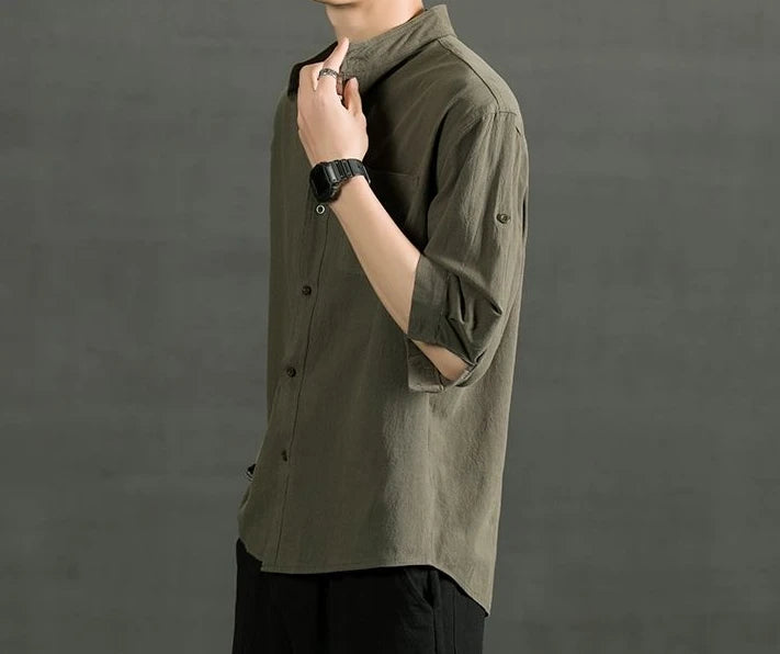 Áo Sơ Mi Trắng Nam Linen Cotton Ngắn Tay Thời Trang - Daisan Mart