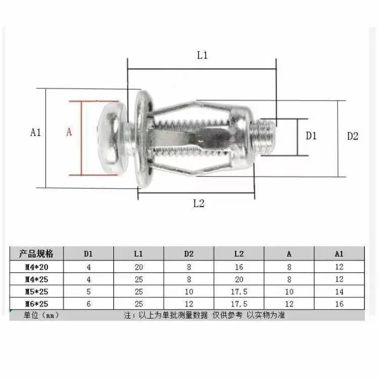 20pcs Jack Nuts Screw Petal Screw Anchors Petal Expansion Plugs for Curtain Expansion Clamp Petal Rivet Lock Jack Nut Bolt