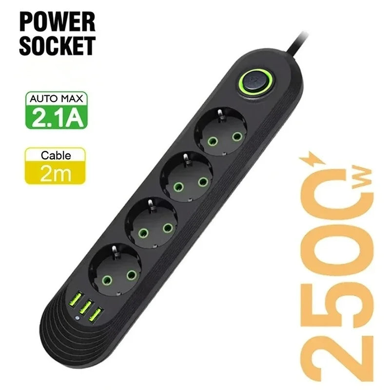 Ổ Cắm Điện Đa Năng 3/4/5 Cổng USB 2500W EU Plug - Daisan Mart