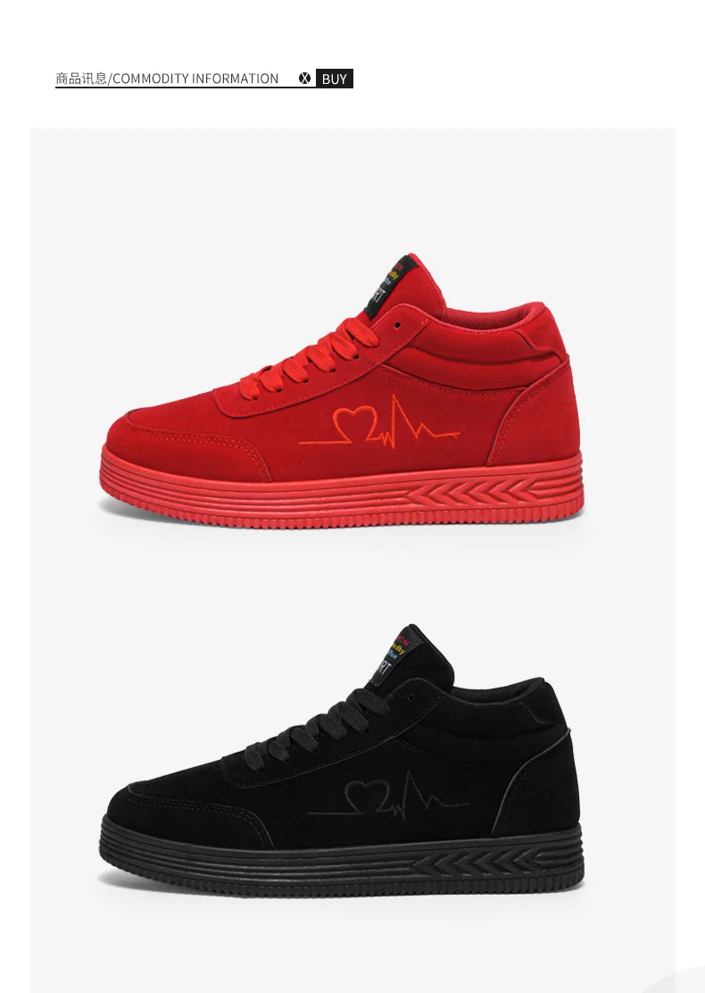 Giày Thêu Tim Đỏ Unisex - Thời Trang Thoáng Khí