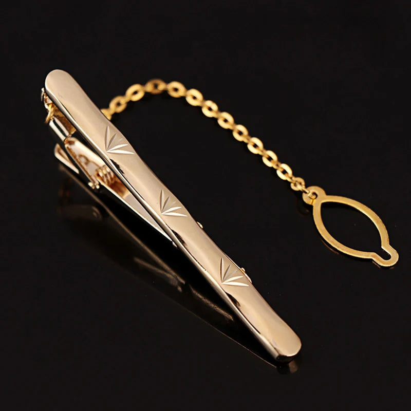 復古鍍金男士領帶夾，優雅派對之選