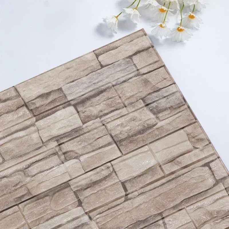 Self-Adhesive Foam Wallpaper Sticker 3D Imitation Brick Wall Sticker for Living Room Bedroom Home Kitchen Bathroom Decoration