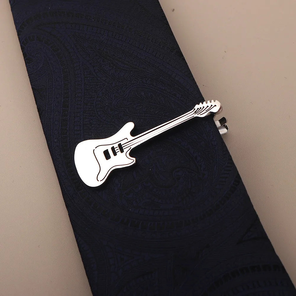 Kẹp Cà Vạt Guitar Clef Titanium Phong Cách Hip Hop