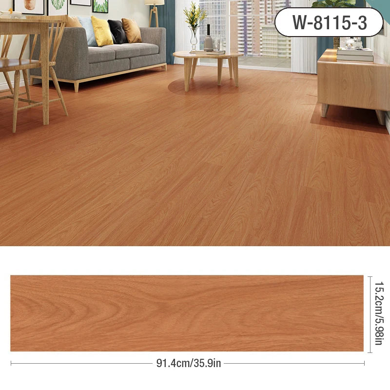91x15cm 3D Self-adhesive floor sticker Thicken Wood Grain Floor Wallpaper 3d Wall Sticker Waterproof room wear-resistant sticker