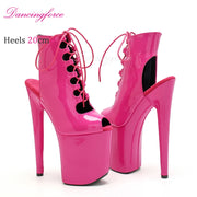 20cm High Heels, Dark Pink, Wedges, Short Cut