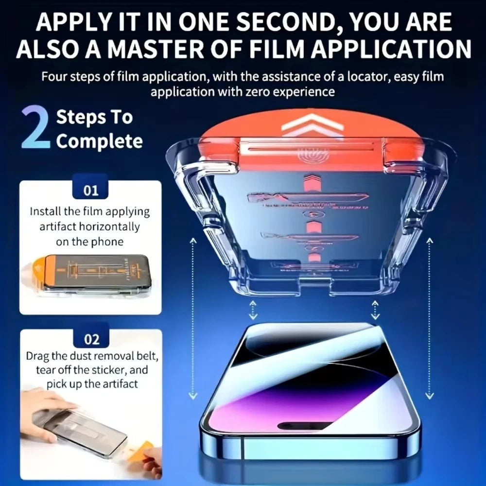 2Pcs HD Clear Tempered Glass For iPhone 17 16 15 14 Pro Max 6 7 8 Plus 12 13 11 Pro 16e XR XS Dust Free Install Screen Protector - Daisan Mart