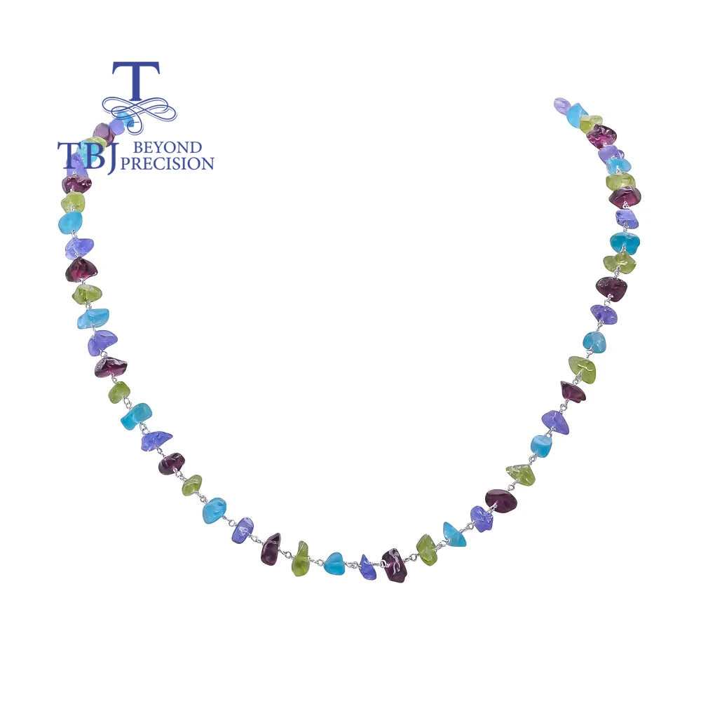 925 Silver Necklace with Unique Design Gemstones