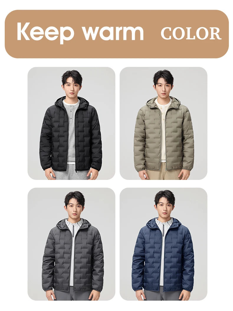 Men's waterproof down jacket keeps warm outdoors