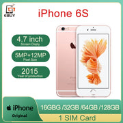 Original iPhone 6S Mobile Cell Phone 16/32/64/128GB ROM Touch ID 12MP Camera 4.7" 4G Dual Core IOS Unlocked Smartphone