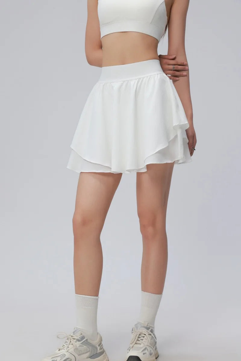 Women's Cross-Waist Yoga Skirt for Gym with Inner Pants &amp; Pockets