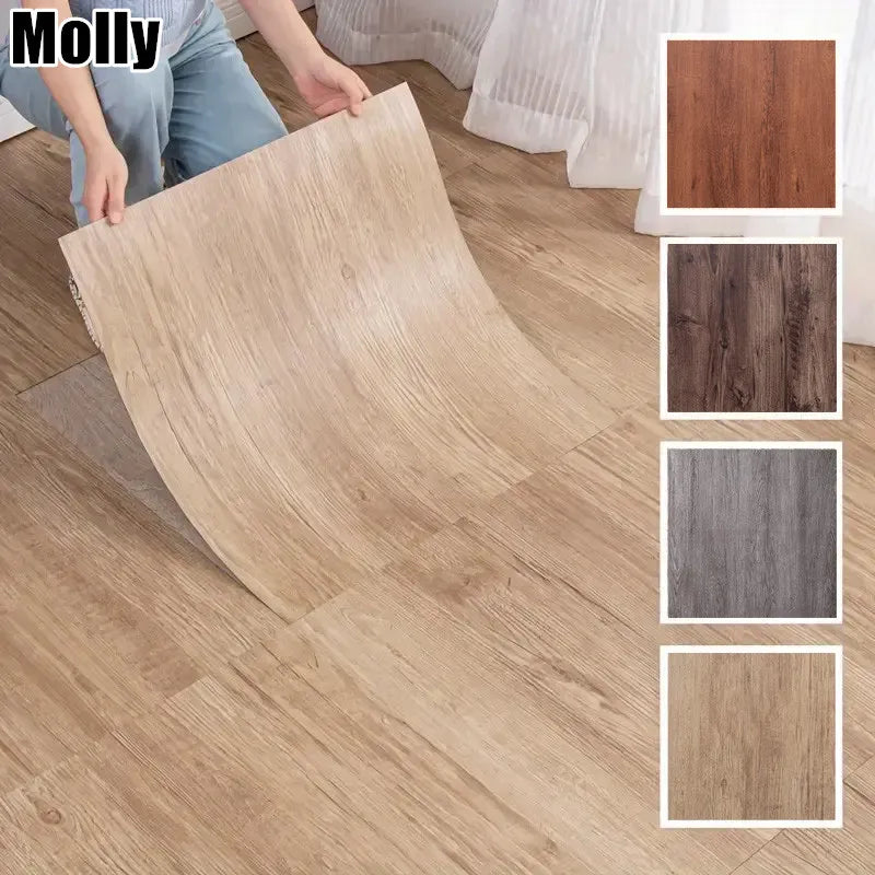 4/10/20/30pcs Wood Grain Self-adhesive Vinyl Floor Tiles Peel and Stick Floor Sticker Suitable for Living Room Bedroom Office