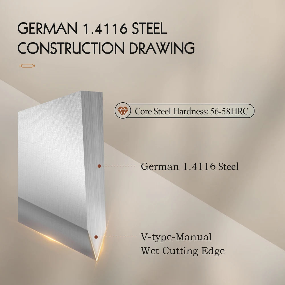 HEZHEN Kitchen Knife Set 1.4116 Steel Red Wood Handle