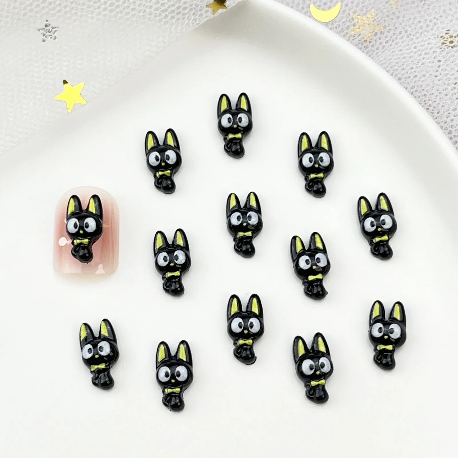 50pcs Resin Mini Colorful Cartoon Halloween Black Cat Flat back Figurines Nail Art DIY Scrapbooks Accessories Crafts