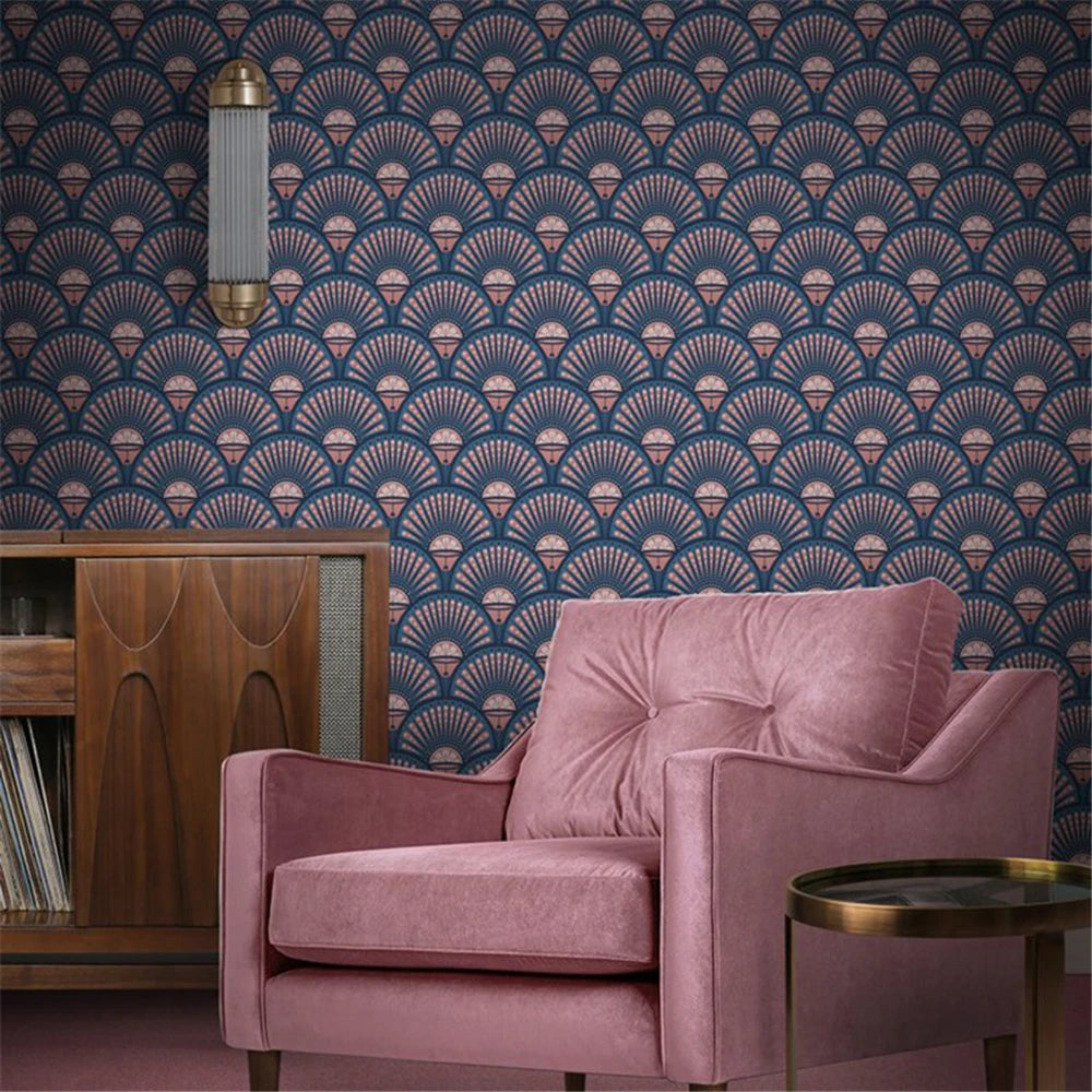 Custom Papel De Parede 3D Retro coral pink fan-shaped shell background wall wallpaper bedroom sofa background hotel wall papers