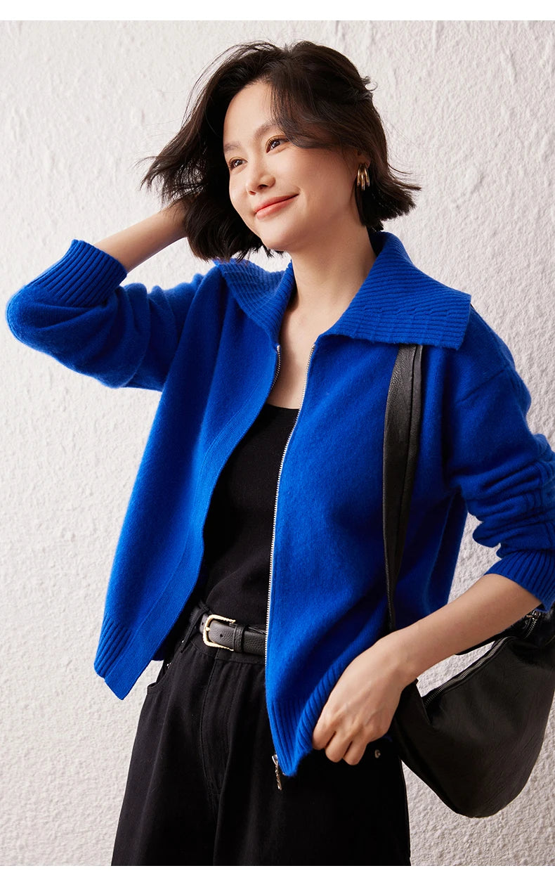 Áo Khoác Len Cashmere Nữ Cổ Bẻ, Dáng Rộng, Ấm Áp - Daisan Mart