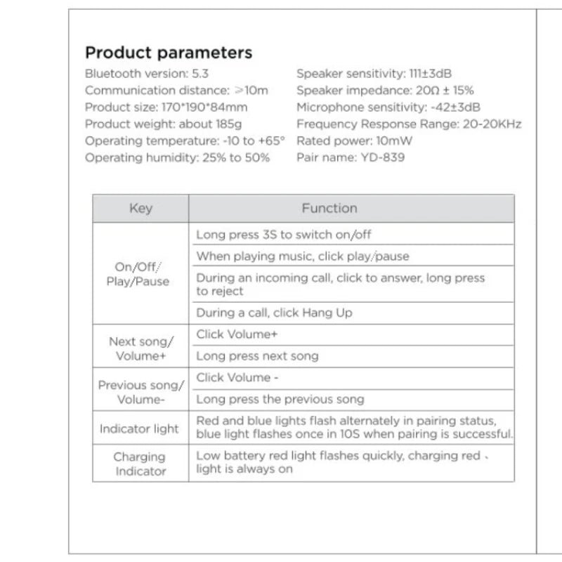 LDON L839 Folding Headphones Bluetooth 5.3 Gaming Mic