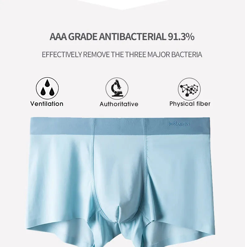 MiiOW Men's Underwear 3PCS Cold Silk Antibacterial L-5XL