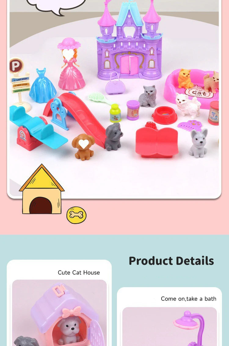 Bộ Đồ Chơi Gia Đình Thú Cưng Mini Dễ Thương Cho Bé