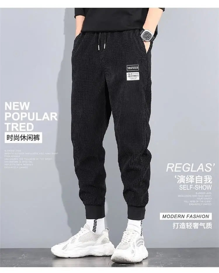 ###Korean Men's Jogger Pants Spring and Autumn: Simple Fashion