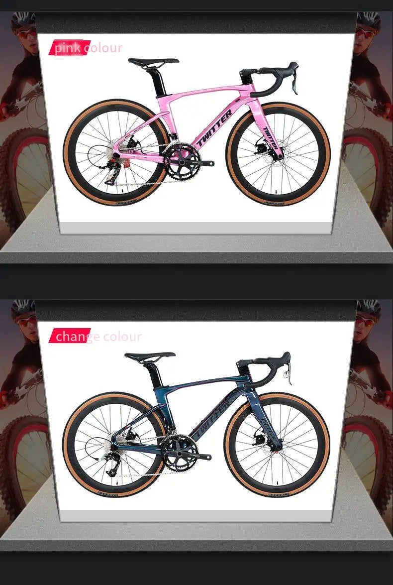 Twitter children's carbon fiber road bike 24 inch Hydraulic Disc Brake Road Racing Bicycle WheelTop GEX-12S student bicicleta